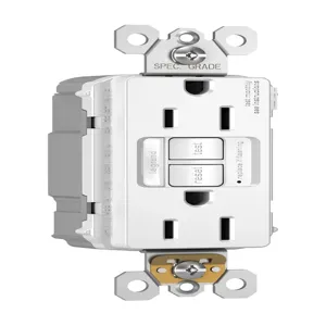 PASS AND SEYMOUR PT1597-NTLTRNAW GFCI Receptacle, Hospital Grade, Tamper Resistant, 15A, 125V, White | CH4HFB