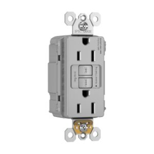 PASS AND SEYMOUR PT1597-TRGRY GFCI Receptacle, Tamper Resistant, 15A, 125V | CH4JER