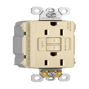 PASS AND SEYMOUR PT1597-TRI GFCI Receptacle, Tamper Resistant, 15A, 125V, Ivory | CH4HHG