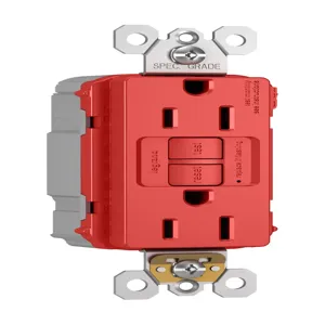 PASS AND SEYMOUR PT1597-TRRED GFCI Receptacle, Tamper Resistant, 15A, 125V, Red | CH4HHJ