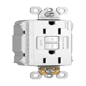 PASS AND SEYMOUR PT1597-TRW GFCI Receptacle, Tamper Resistant, 15A, 125V, White | CH4HHK