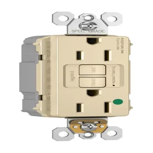 PASS AND SEYMOUR PT2097-HGNAI GFCI Receptacle, Isoltaed Ground, Hospital Grade, 20A, Ivory | CH4HEU