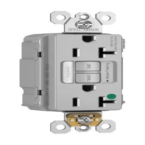 PASS AND SEYMOUR PT2097-HGNTLTRGRY GFCI Receptacle, Hospital Grade, Tamper Resistant, 20A, 125V, Gray | CH4HCH