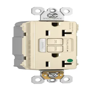 PASS AND SEYMOUR PT2097-HGNTLTRLA GFCI Receptacle, Hospital Grade, Tamper Resistant, 20A, 125V, Light Almond | CH4HCK