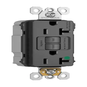 PASS AND SEYMOUR PT2097-HGTRBK GFCI Receptacle, Hospital Grade, Tamper Resistant, 20A, 125V, Black | CH4HCB