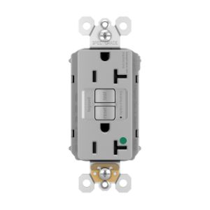 PASS AND SEYMOUR PT2097-HGTRGRY GFCI Receptacle, Hospital Grade, Tamper Resistant, 20A, 125V, Gray | CH4HCC