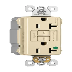 PASS AND SEYMOUR PT2097-HGTRI GFCI Receptacle, Hospital Grade, Tamper Resistant, 20A, 125V, Ivory | CH4HCD