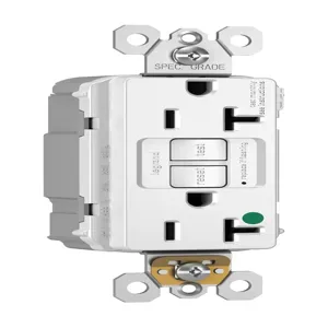 PASS AND SEYMOUR PT2097-HGTRW GFCI Receptacle, Hospital Grade, Tamper Resistant, 20A, 125V, White | CH4HCG