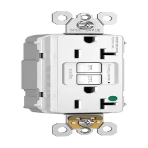 PASS AND SEYMOUR PT2097-HGW GFCI Receptacle, Hospital Grade, 20A, 125V, White | CH4HBU