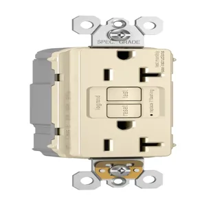 PASS AND SEYMOUR PT2097-NALA GFCI Receptacle, 20A, 125V, Light Almond | CH4FBN