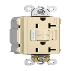 PASS AND SEYMOUR PT2097-NTLTRNAI GFCI Receptacle, Hospital Grade, Tamper Resistant, 20A, 125V, Ivory | CH4HFC