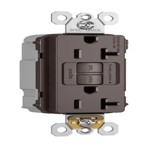 PASS AND SEYMOUR PT2097-TR GFCI Receptacle, Tamper Resistant, 20A, 125V, Brown | CH4HHL