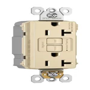 PASS AND SEYMOUR PT2097-TRI GFCI Receptacle, Tamper Resistant, 20A, 125V, Ivory | CH4HHM