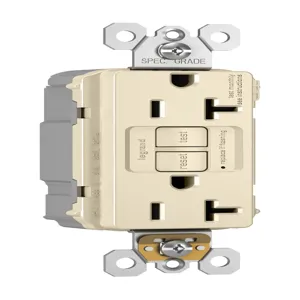 PASS AND SEYMOUR PT2097-TRLA GFCI Receptacle, Tamper Resistant, 20A, 125V, Light Almond | CH4HHN