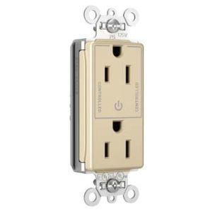 PASS AND SEYMOUR PT26252SCCTI Heavy Duty Duplex Receptacle, Plug Load Controllable, 15A, 125V, Ivory | CH4GYL
