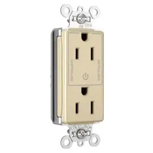 PASS AND SEYMOUR PT26252SCCTI Heavy Duty Duplex Receptacle, Plug Load Controllable, 15A, 125V, Ivory | CH4GYL