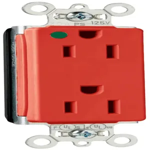 PASS AND SEYMOUR PT26262-HGRED Duplex Receptacle, 15A, 125V, Red | CH4GUK