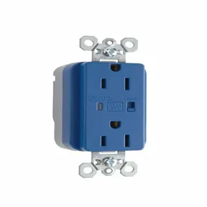 PASS AND SEYMOUR PT5262-BLSP Extra Heavy Duty Duplex Receptacle, Surge Protective, Blue | CH4GXJ