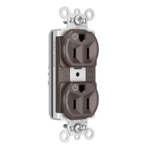 PASS AND SEYMOUR PT5262CD Heavy Duty Duplex Receptacle, Plug Load Controllable, 15A, 125V, Brown | CH4GYC