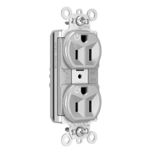 PASS AND SEYMOUR PT5262CDGRY Heavy Duty Duplex Receptacle, Plug Load Controllable, 15A, 125V, Gray | CH4GYE