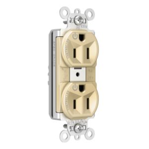 PASS AND SEYMOUR PT5262CDI Heavy Duty Duplex Receptacle, Plug Load Controllable, 15A, 125V, Ivory | CH4GYH