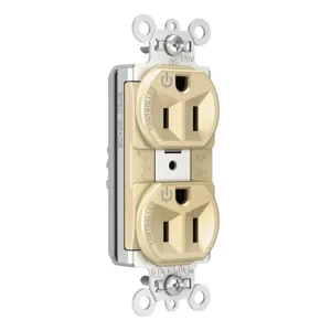 PASS AND SEYMOUR PT5262CDI Heavy Duty Duplex Receptacle, Plug Load Controllable, 15A, 125V, Ivory | CH4GYH