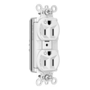 PASS AND SEYMOUR PT5262CDW Heavy Duty Duplex Receptacle, Plug Load Controllable, 15A, 125V, White | CH4GYU