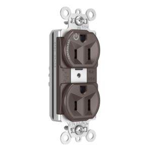 PASS AND SEYMOUR PT5262SCCH Heavy Duty Duplex Receptacle, Plug Load Controllable, 15A, 125V, Brown | CH4GYB