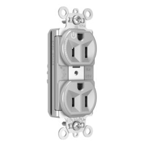 PASS AND SEYMOUR PT5262SCCHGRY Heavy Duty Duplex Receptacle, Plug Load Controllable, 15A, 125V, Gray | CH4GYF