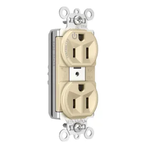 PASS AND SEYMOUR PT5262SCCHI Heavy Duty Duplex Receptacle, Plug Load Controllable, 15A, 125V, Ivory | CH4GYJ