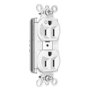 PASS AND SEYMOUR PTTR5262SCCHW Duplex Receptacle, Spec Grade, Plug Load Controllable, 15A, 125V, White | CH4HKU