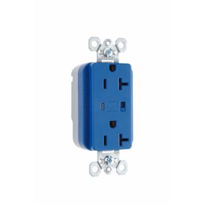 PASS AND SEYMOUR PT5362-BLSP Extra Heavy Duty Duplex Receptacle, Surge Protective, Blue | CH4GXH