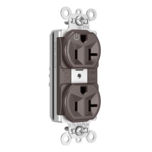 PASS AND SEYMOUR PT5362SCCH Heavy Duty Duplex Receptacle, Plug Load Controllable, 20A, 125V, Brown | CH4GZB