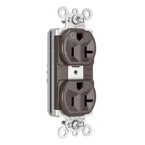 PASS AND SEYMOUR PT5362SCCH Heavy Duty Duplex Receptacle, Plug Load Controllable, 20A, 125V, Brown | CH4GZB