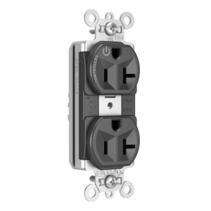 PASS AND SEYMOUR PT5362SCCHBK Heavy Duty Duplex Receptacle, Plug Load Controllable, 20A, 125V, Black | CH4GYX