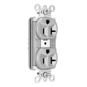 PASS AND SEYMOUR PT5362SCCHGRY Heavy Duty Duplex Receptacle, Plug Load Controllable, 20A, 125V, Gray | CH4GZF