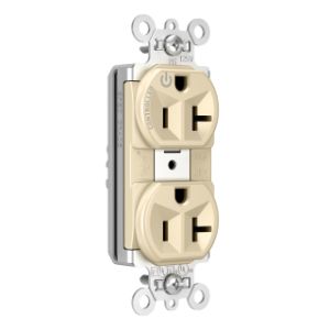 PASS AND SEYMOUR PT5362SCCHI Heavy Duty Duplex Receptacle, Plug Load Controllable, 20A, 125V, Ivory | CH4GZK