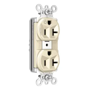 PASS AND SEYMOUR PT5362SCCHLA Heavy Duty Duplex Receptacle, Plug Load Controllable, 20A, 125V, Light Almond | CH4GZM