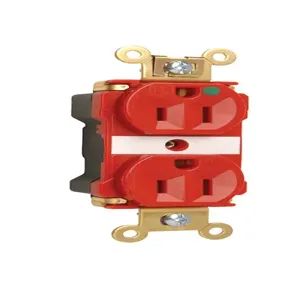 PASS AND SEYMOUR PT8200-ILRED Extra Heavy Duty Duplex Receptacle, Hospital Grade, Illuminated, 15A, 125V, Red | CH4GVW