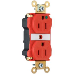 PASS AND SEYMOUR PT8200-RED Extra Heavy Duty Duplex Receptacle, Hospital Grade, 15A, 125V, Red | CH4GWJ