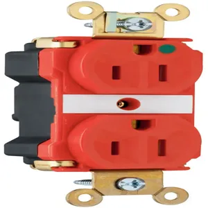 PASS AND SEYMOUR PT8200-RED Extra Heavy Duty Duplex Receptacle, Hospital Grade, 15A, 125V, Red | CH4GWJ