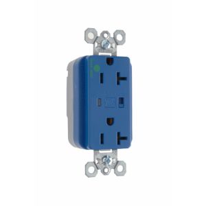 PASS AND SEYMOUR PT8300-BLSP Extra Heavy Duty Duplex Receptacle, Hospital Grade, Surge Protective, Blue | CH4HAL