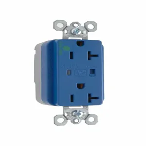 PASS AND SEYMOUR PT8300-BLSP Extra Heavy Duty Duplex Receptacle, Hospital Grade, Surge Protective, Blue | CH4HAL