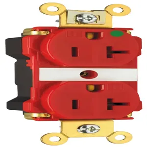 PASS AND SEYMOUR PT8300-ILRED Extra Heavy Duty Duplex Receptacle, Hospital Grade, Illuminated, 20A, 125V, Red | CH4GWB