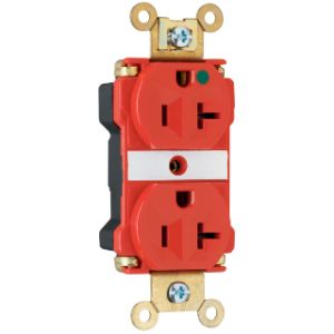 PASS AND SEYMOUR PT8300-RED Extra Heavy Duty Duplex Receptacle, Hospital Grade, 20A, 125V, Red | CH4GWT
