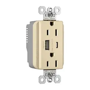 PASS AND SEYMOUR PTTR15ACUSBI USB Charger Receptacle, 15A, Ivory | CH4GTP