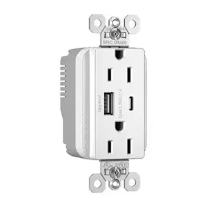 PASS AND SEYMOUR PTTR15ACUSBW USB Charger Receptacle, 15A, White | CH4GTR