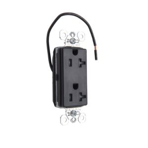 PASS AND SEYMOUR PTTR26362CDBK Duplex Receptacle, Spec Grade, Plug Load Controllable, 20A, 125V, Black | CH4HKY