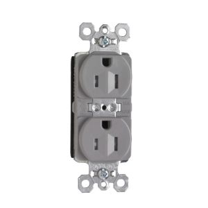 PASS AND SEYMOUR PTTR5262-GRY Duplex Receptacle, Spec Grade, Tamper Resistant, 15A, 125V, Gray | CH4HMC
