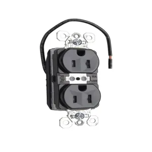 PASS AND SEYMOUR PTTR5262CDBK Duplex Receptacle, Dual Control Plug Load, 15A, 125V0 | CH4HTQ